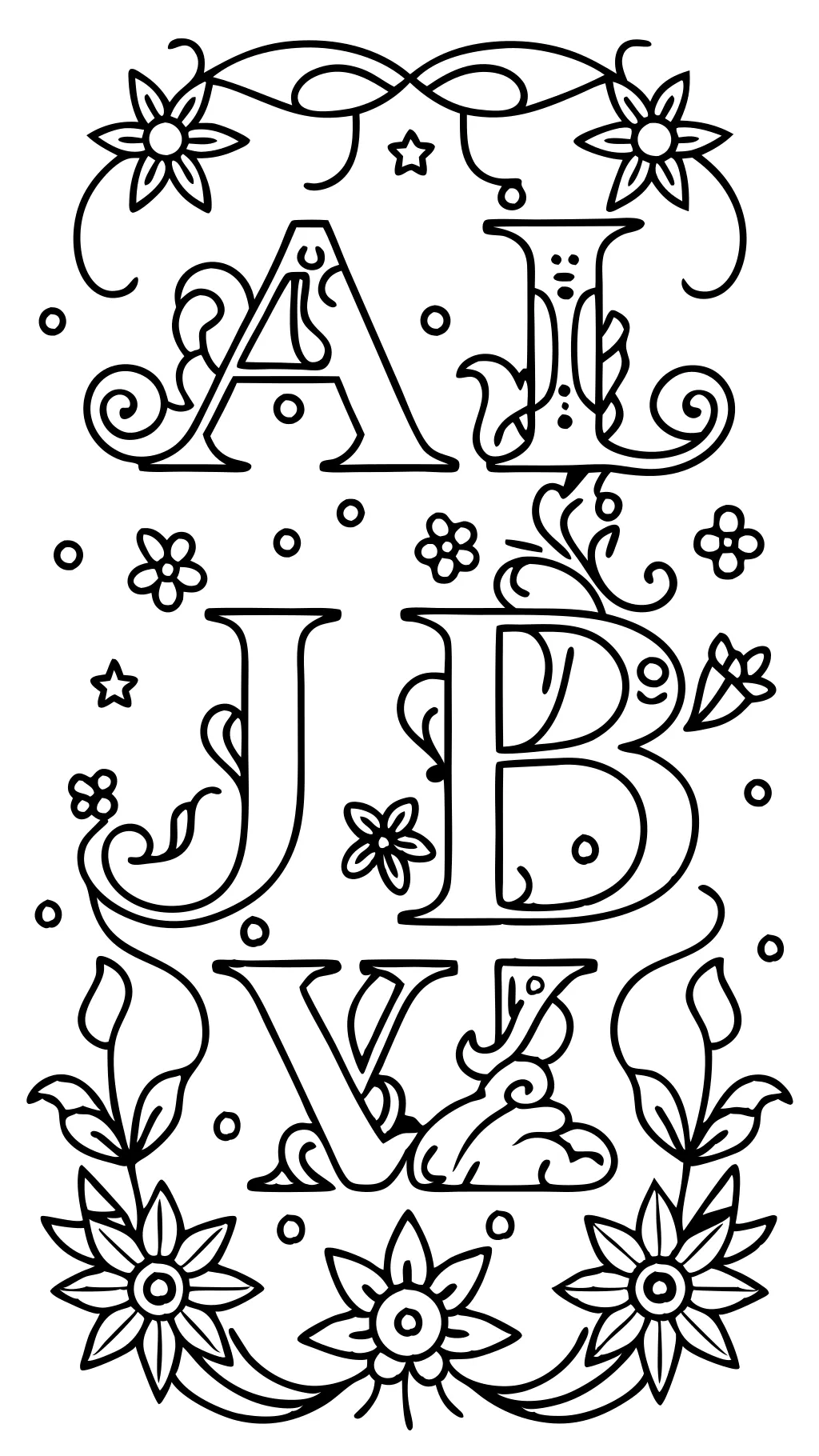 coloriages d’alphabet imprimables gratuits pour adultes